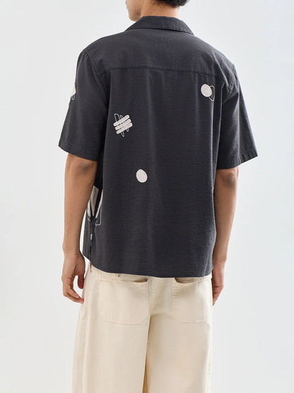 Didcot SS Shirt Applique Scribble in Black / Ecru