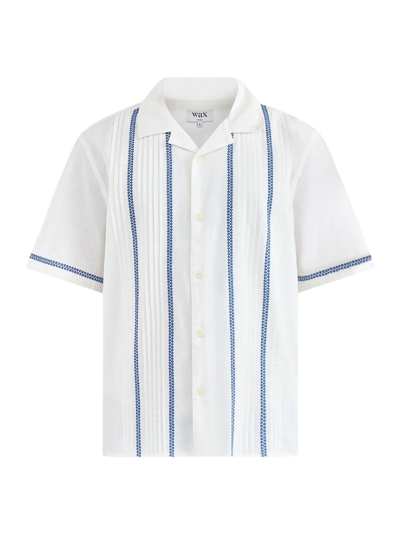 Wax London Didcot SS Pintuck Ecru / Blue
