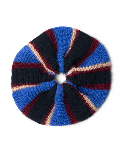 Damson Madder Knitted Scrunchie- Burg/Navy Stripe