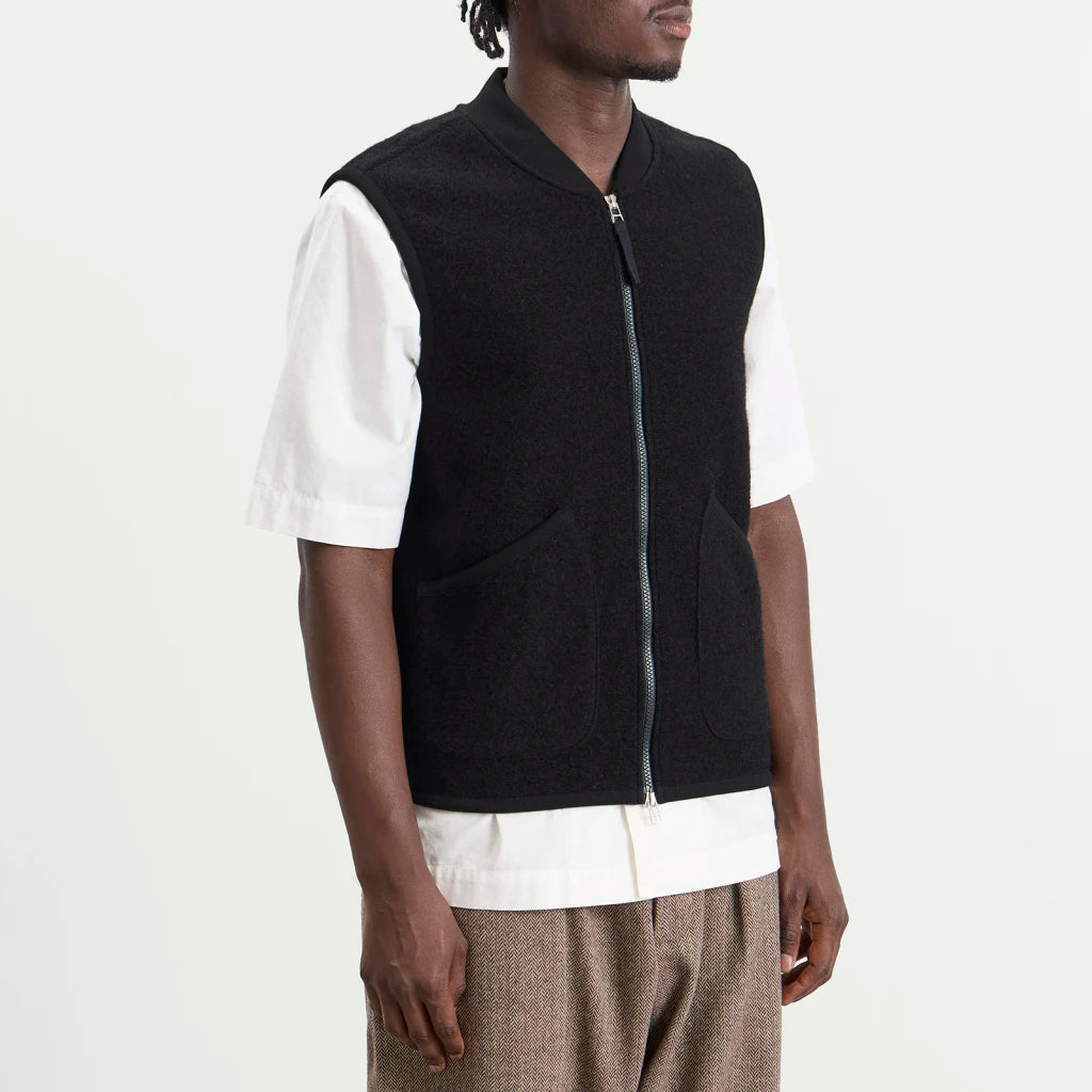 Universal Works Military Liner Gilet Not Shearling Black