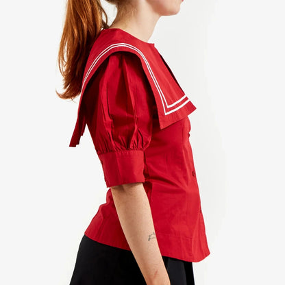 Damson Madder KEISHA BLOUSE in CHERRY RED
