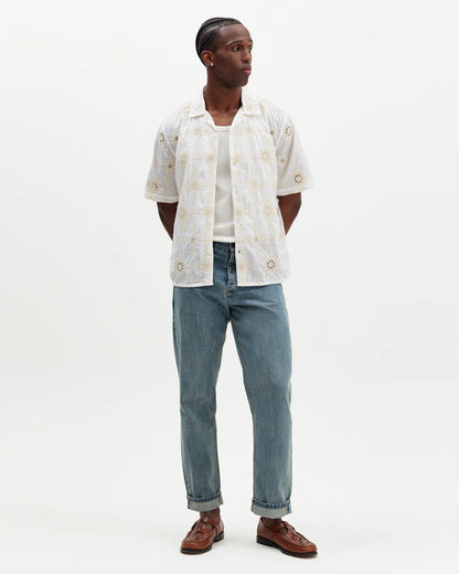 Didcot White Corded Lace Short Sleeve Shirt
