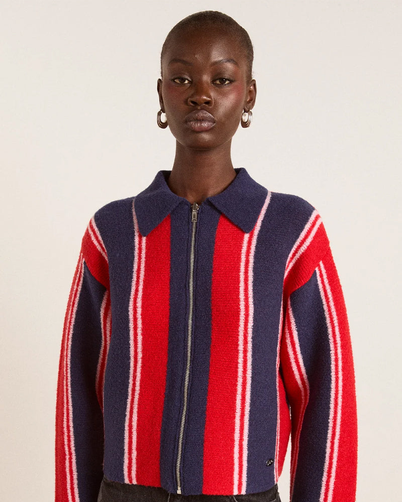 Damson Madder Bibi Boxy Merino Wool Reversible Cardigan