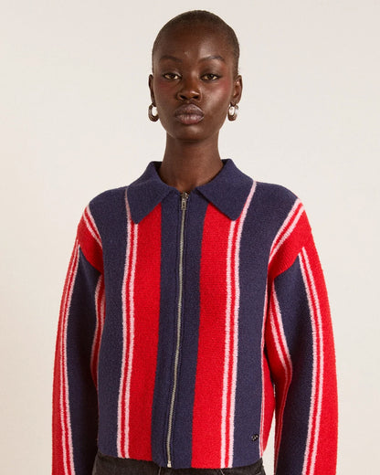 Damson Madder Bibi Boxy Merino Wool Reversible Cardigan