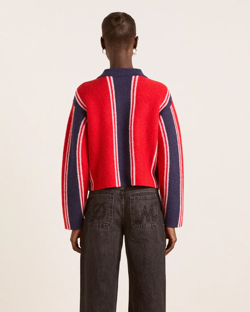 Damson Madder Bibi Boxy Merino Wool Reversible Cardigan