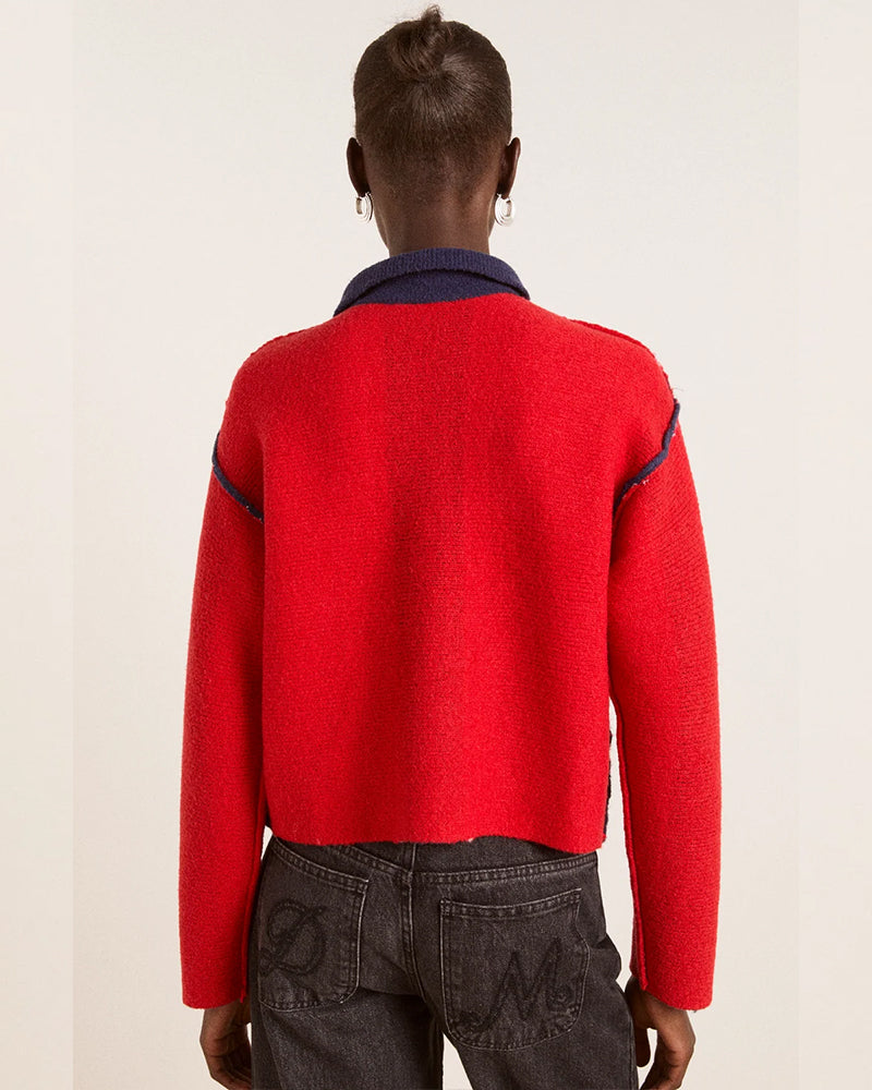 Damson Madder Bibi Boxy Merino Wool Reversible Cardigan