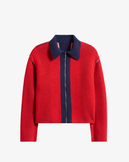 Damson Madder Bibi Boxy Merino Wool Reversible Cardigan