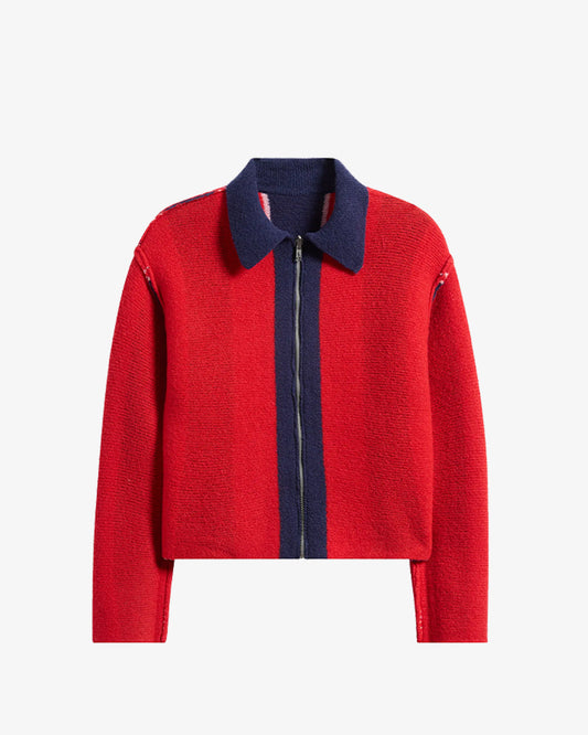 Damson Madder Bibi Boxy Merino Wool Reversible Cardigan