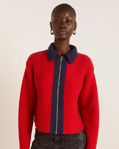 Damson Madder Bibi Boxy Merino Wool Reversible Cardigan