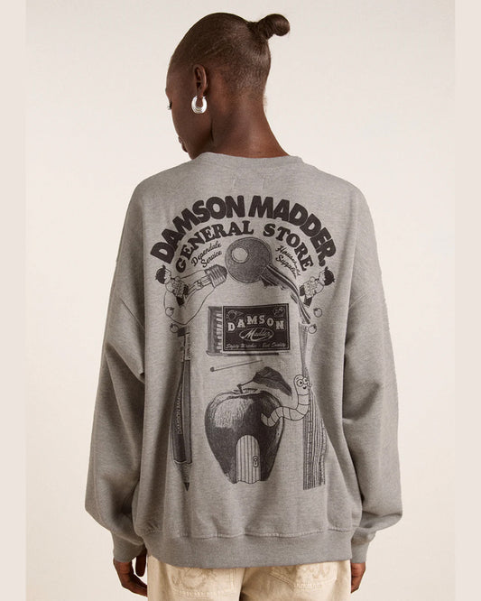 Damson Madder Dm General Store Sweatshirt- Grey Marl