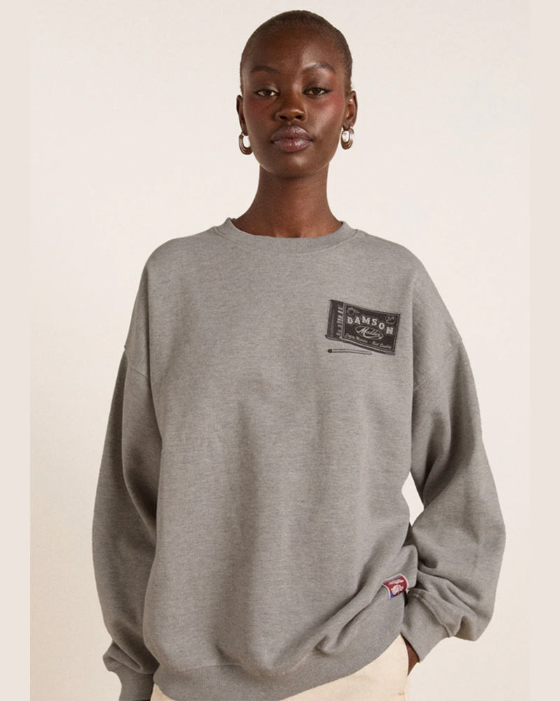 Damson Madder Dm General Store Sweatshirt- Grey Marl