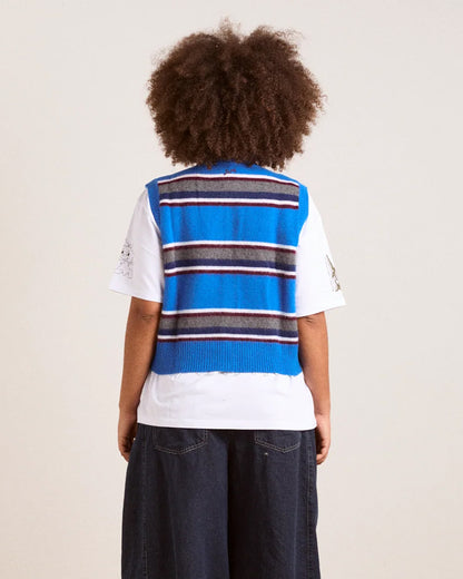 Damson Madder Sofie Merino Wool Vest - Blue Stripe