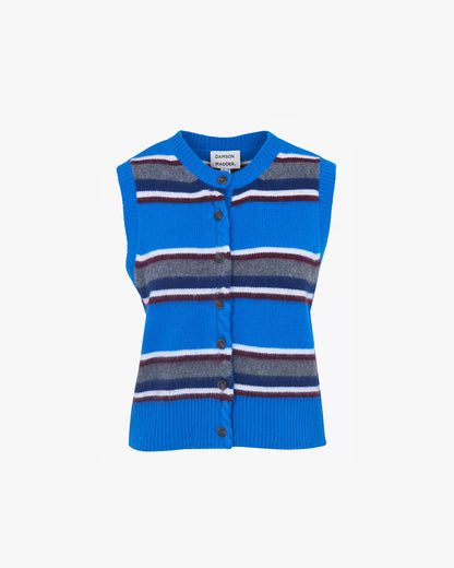 Damson Madder Sofie Merino Wool Vest - Blue Stripe