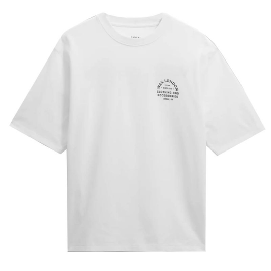 Milton White Stacked Text Graphic Organic Cotton T Shirt