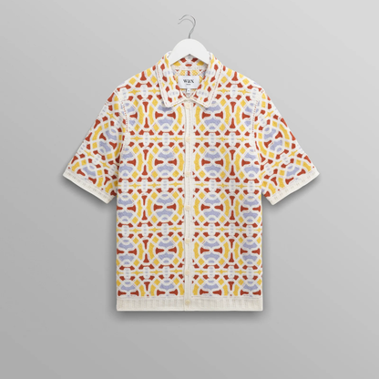 Dorset Ecru And Multicolour Crochet Knitted Polo Shirt