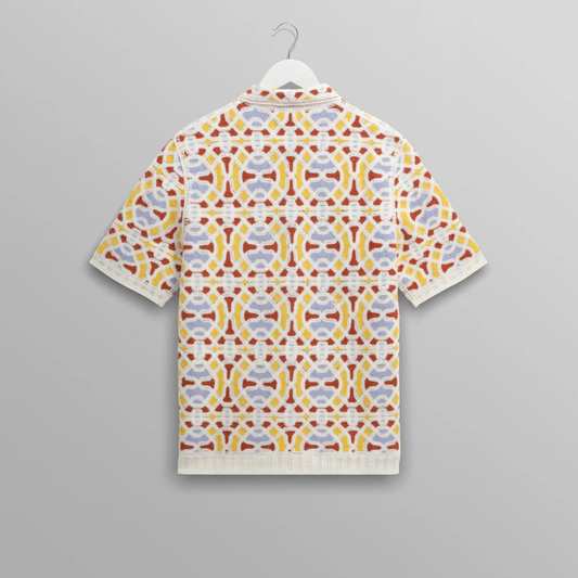 Wax London Dorset Ecru And Multicolour Crochet Knitted Polo Shirt