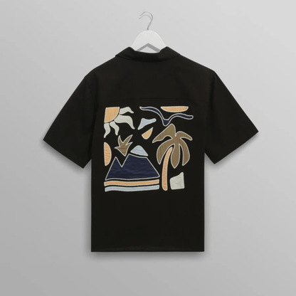 Didcot Black And Multicolour Applique Short Sleeve Shirt