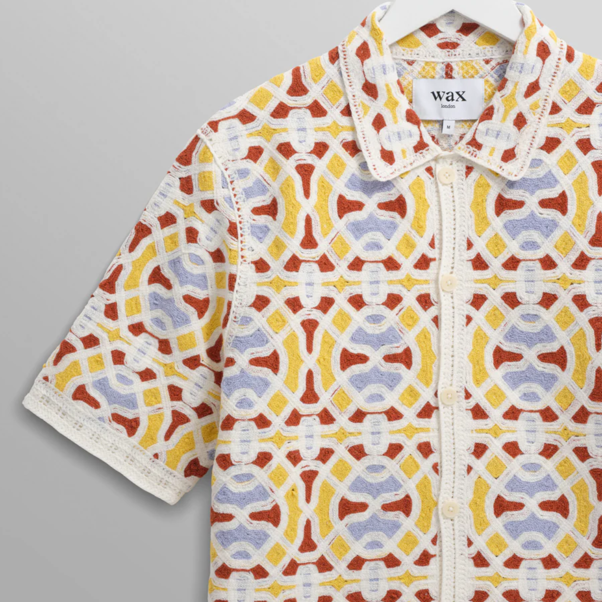 Dorset Ecru And Multicolour Crochet Knitted Polo Shirt