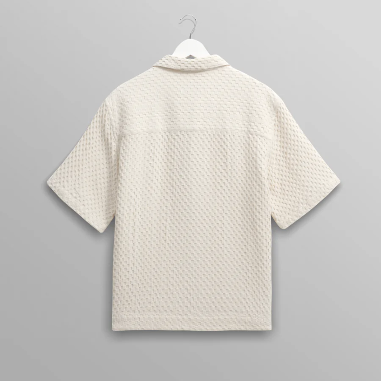 Lido Ecru Dobby Cotton Weave Short Sleeve Shirt
