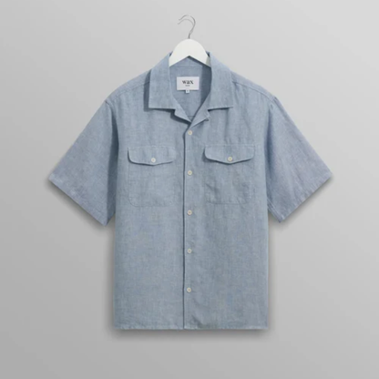 Bartlett Blue Two Tone Linen Short Sleeve Shirt