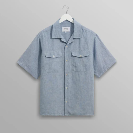 Bartlett Blue Two Tone Linen Short Sleeve Shirt
