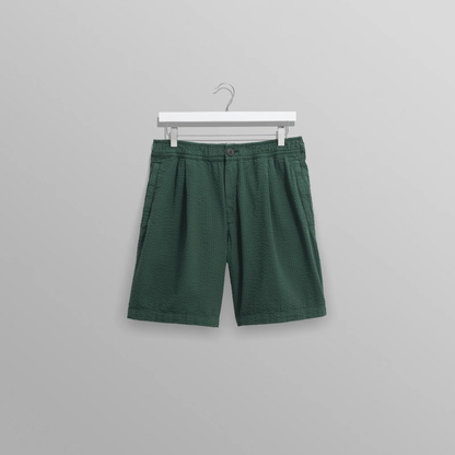 Fuller Forest Green Cotton Seersucker Shorts