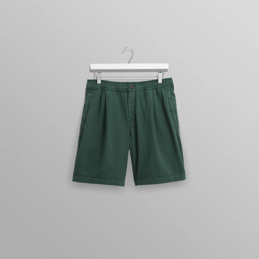 Fuller Forest Green Cotton Seersucker Shorts