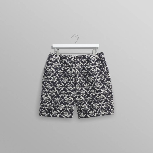 Kurt Navy Flower Stamp Jacquard Shorts