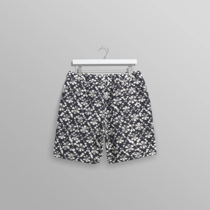 Kurt Navy Flower Stamp Jacquard Shorts