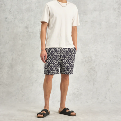 Kurt Navy Flower Stamp Jacquard Shorts