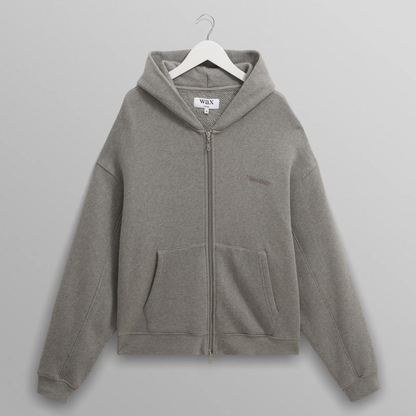 Harris Grey Embroidered Logo Loopback Cotton Hoodie