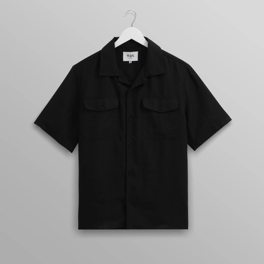 Bartlett Washed Black Linen Short Sleeve Shirt
