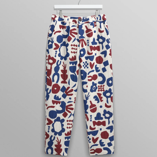 Wax London Kurt Red And Blue Spin Jacquard Trousers