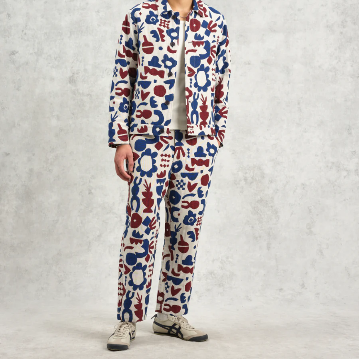 Kurt Red And Blue Spin Jacquard Trousers
