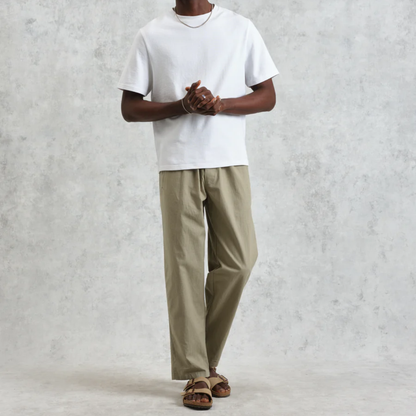Tyne Light Khaki Linen Ripstop Trousers