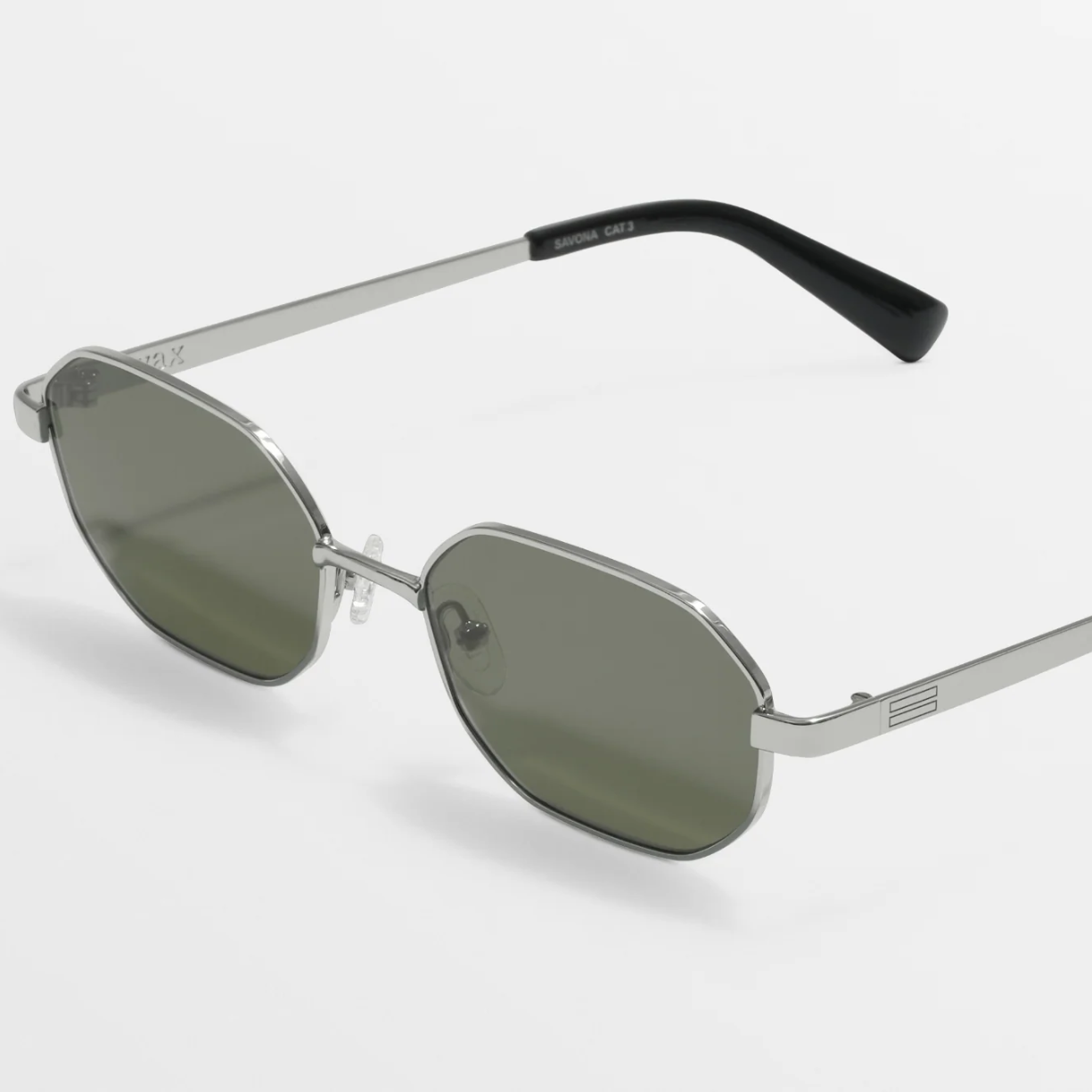 Savona Silver Metal Rectangular Sunglasses