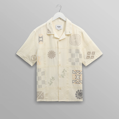 Didcot Ecru Doodle Embroidered Short Sleeve Shirt