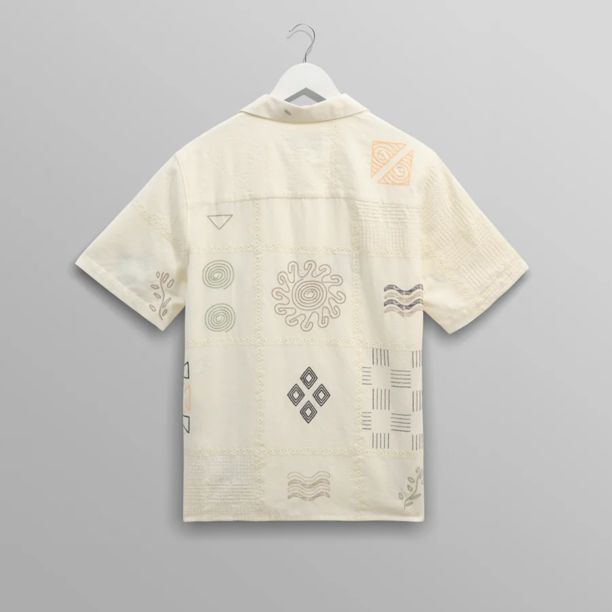 Didcot Ecru Doodle Embroidered Short Sleeve Shirt