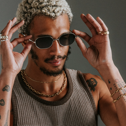 Savona Silver Metal Rectangular Sunglasses