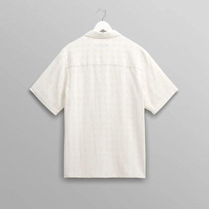 Didcot Ecru Open Weave Short Sleeve Cotton Shirt