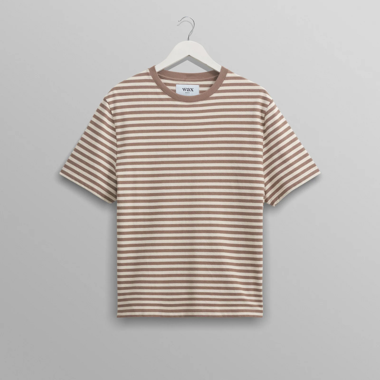 Dean T Shirt Textured Walnut Ecru Stripe