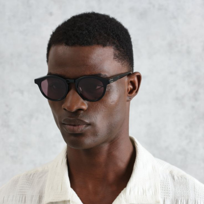 Fulham Black Acetate Round Sunglasses