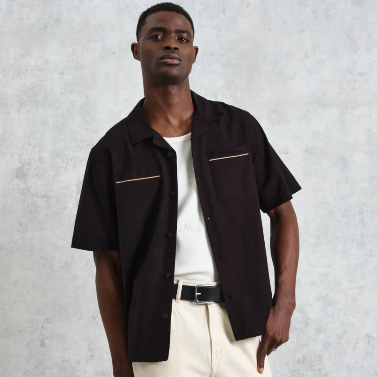 Didcot Black And Multicolour Applique Short Sleeve Shirt