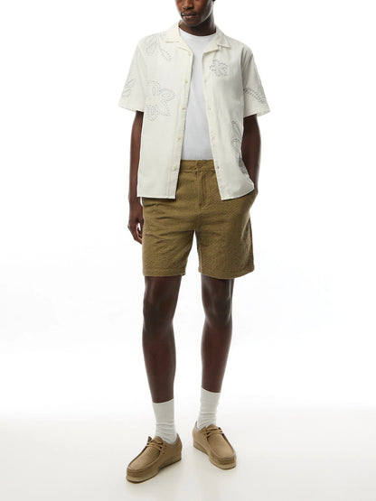 Didcot Ecru Floral Embroidered Shirt