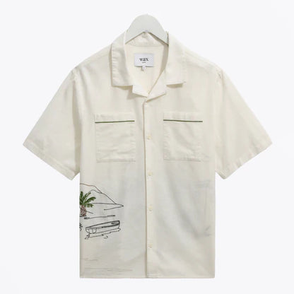 Didcot Ecru and Multicolour Embroidered Short Sleeve Shirt
