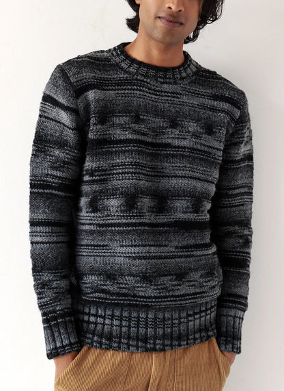 Hosono Knit Black / Grey Raised Stripe