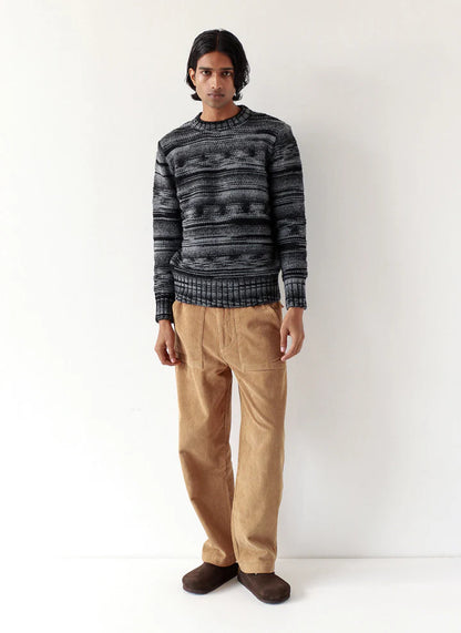 Hosono Knit Black / Grey Raised Stripe