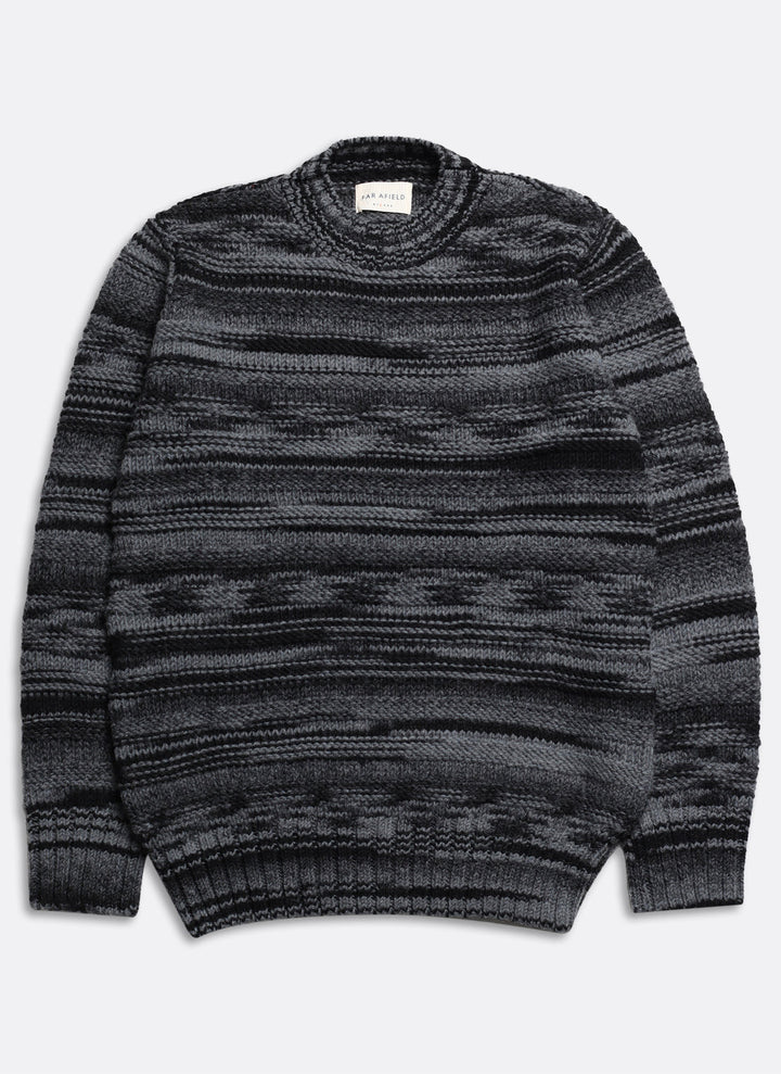 Hosono Knit Black / Grey Raised Stripe