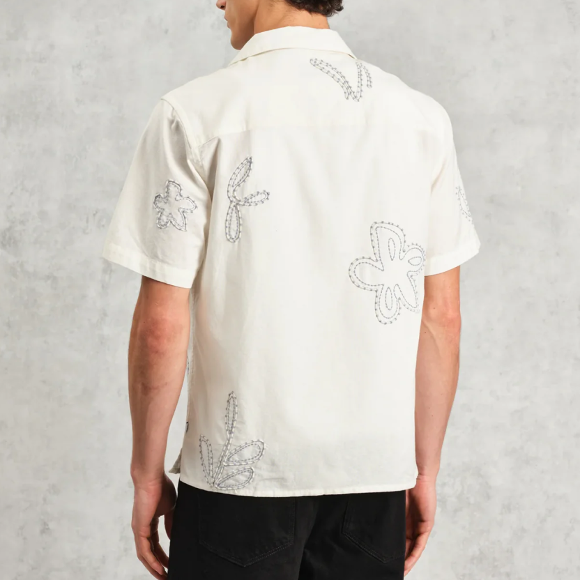 Didcot Ecru Floral Embroidered Shirt