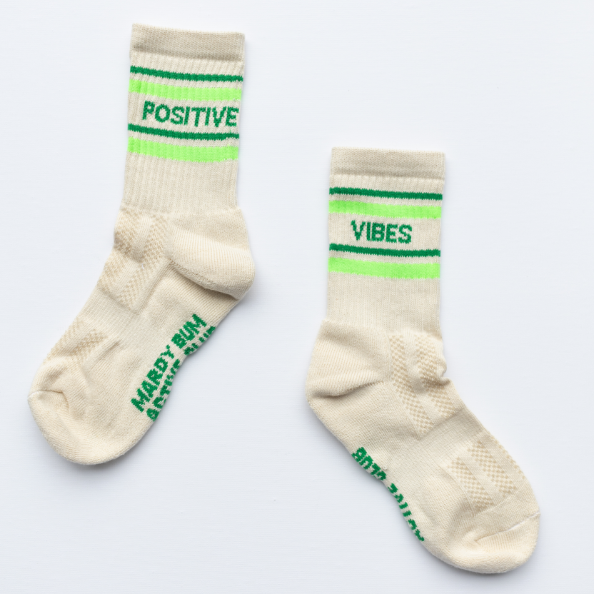'Positive Vibes' Green Stripe Socks